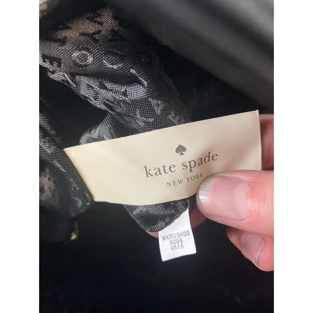 KATE SPADE MEDIUM BLACK SAFFIANO LEATHER AND VELVET HANDBAG